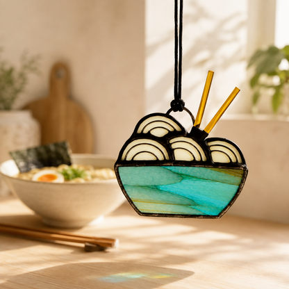 Stained Glass Ramen Noodle Ornament & Suncatcher | Foodie Gift