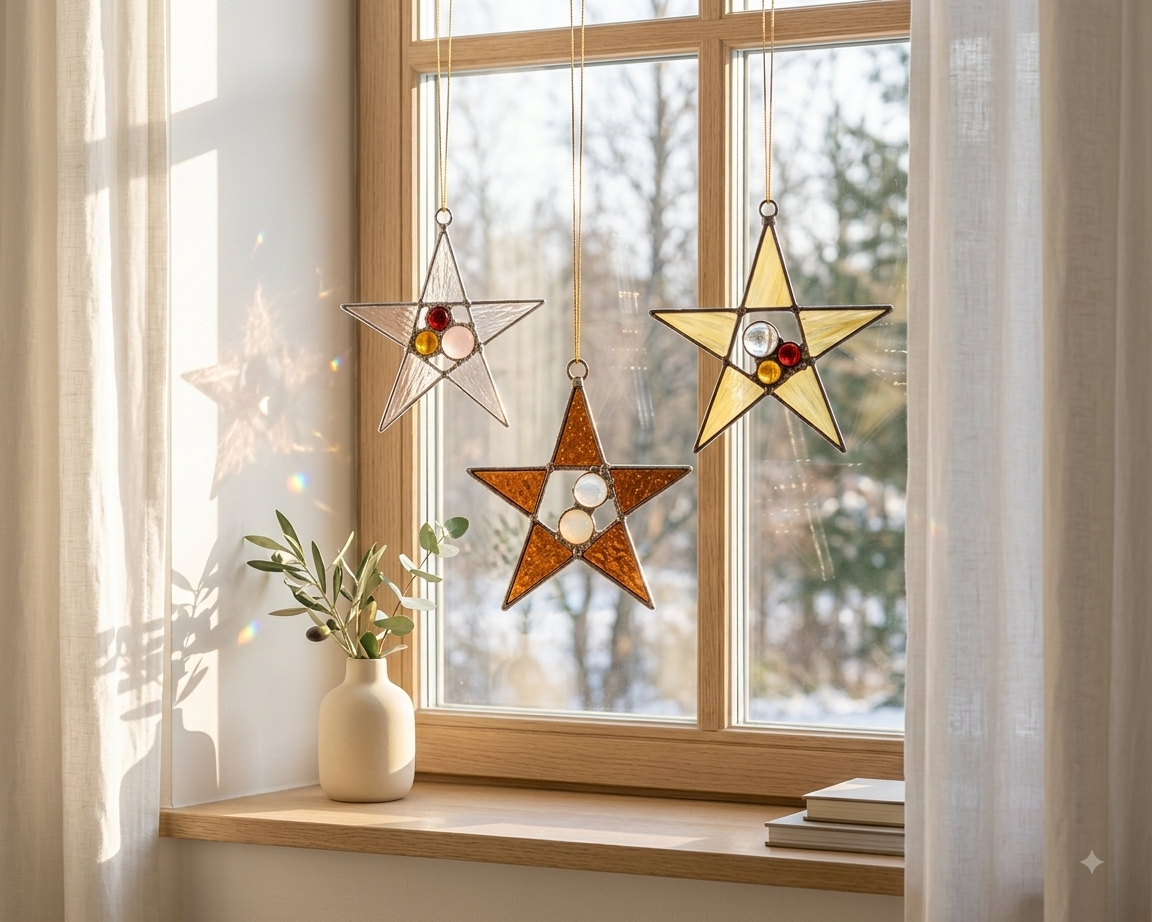 Retro Holiday Collection
Handmade Stained Glass Star Ornament Set - Samara Designs Studio