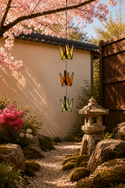 Stained Glass Origami Crane Mobile – Bird of Happiness - Samara Designs Studio