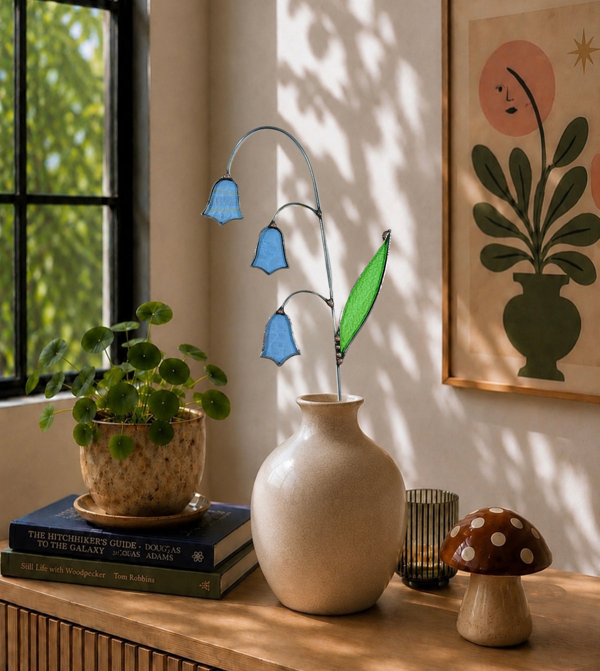 Handmade Stained Glass Bluebell Stem
