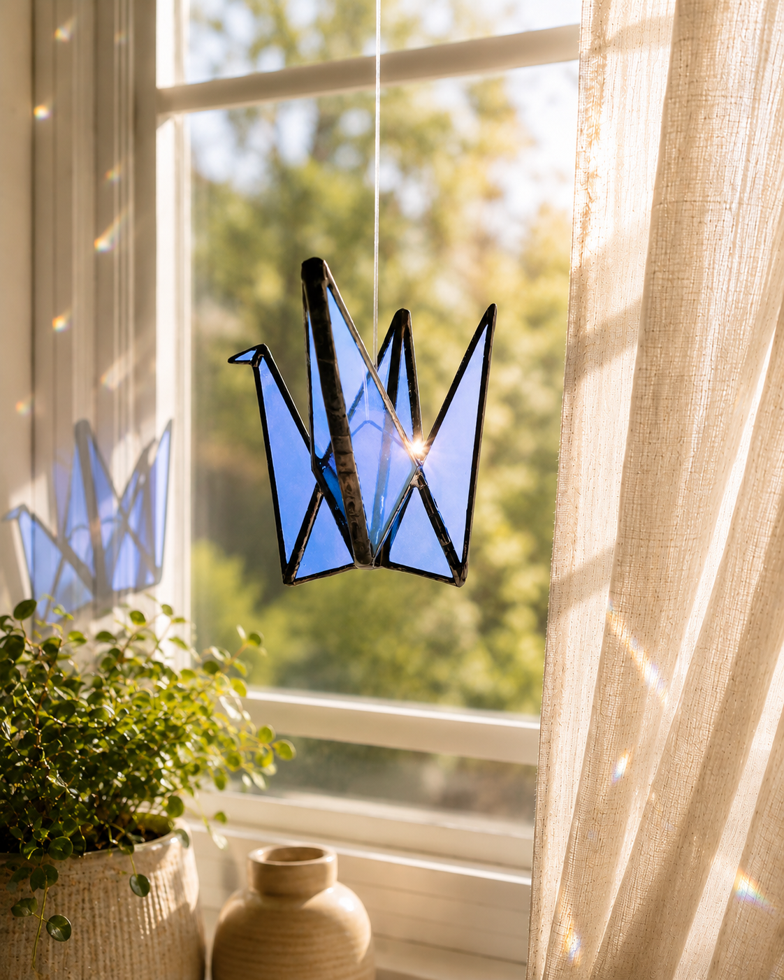 Stained Glass Origami Crane Suncatchers- Bird of Happiness - Samara Designs Studio