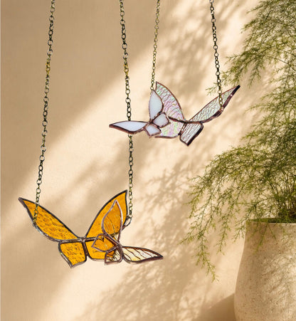 Stained Glass Butterfly in Flight Suncatcher - Samara Designs Studio