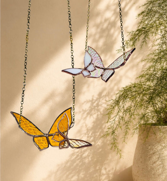 Stained Glass Butterfly in Flight Suncatcher - Samara Designs Studio