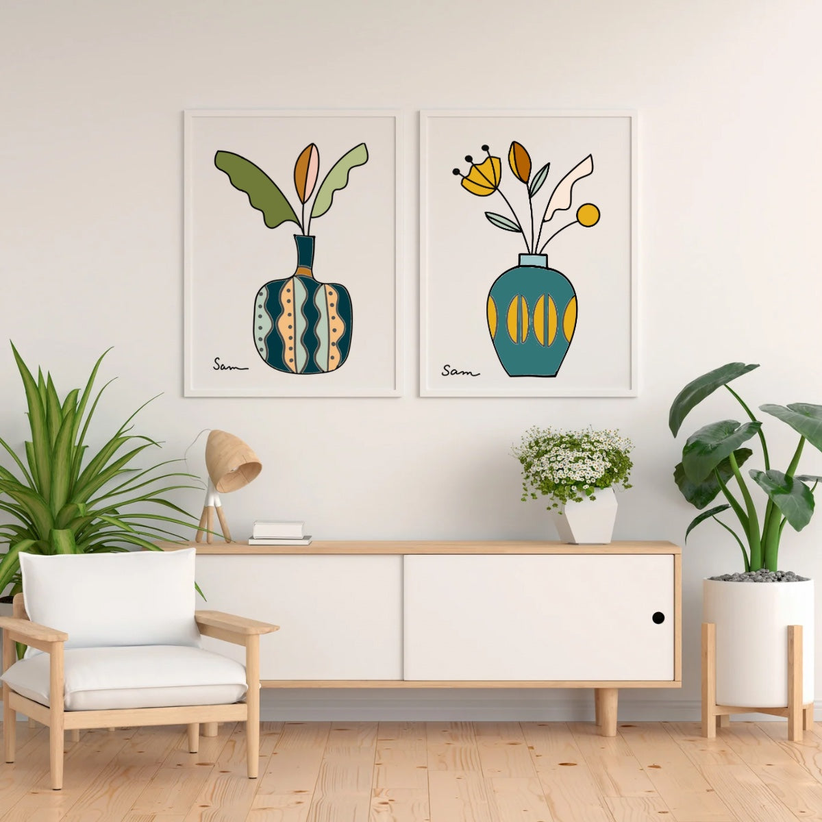 Floral Vase Art Print | Modern Botanical Wall Art | Unique Gift for Art Lovers & Home Decor - Samara Designs Studio