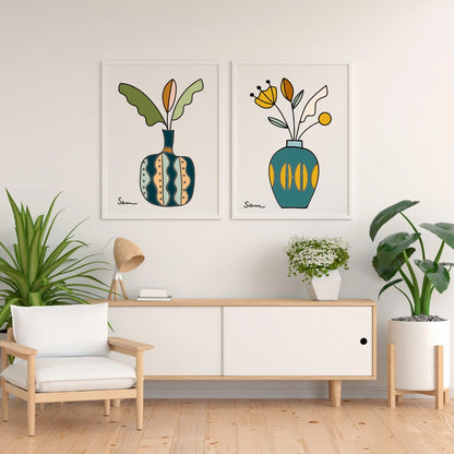 Floral Vase Art Print | Modern Botanical Wall Art | Unique Gift for Art Lovers & Home Decor - Samara Designs Studio