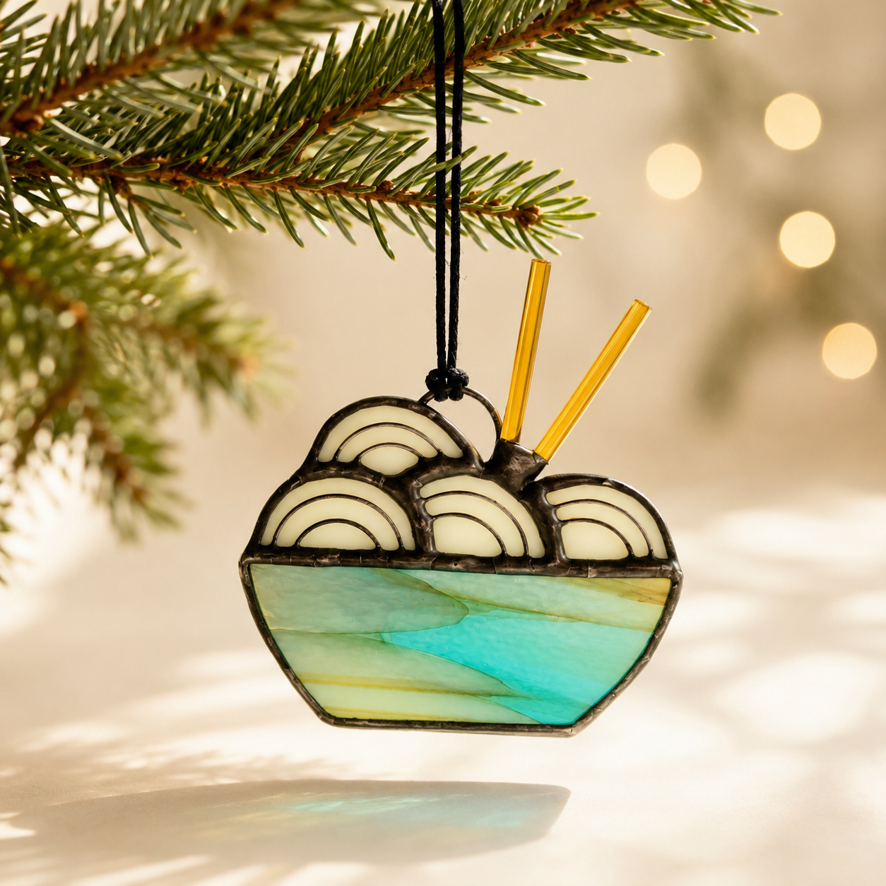Stained Glass Ramen Noodle Ornament & Suncatcher | Foodie Gift