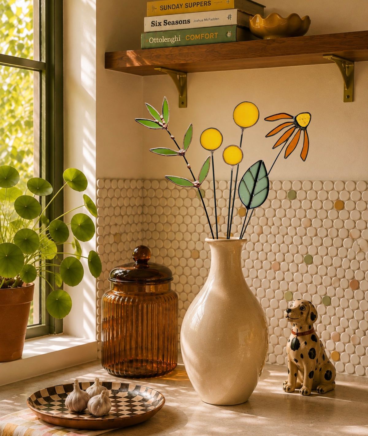 Stained Glass Wildflower Arrangement | Handmade Botanical Glass Bouquet