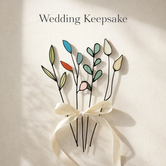 Wedding Keepsake Bridesmaid Gift Set – Stained Glass Bouquet in Gift Box - Samara Designs Studio