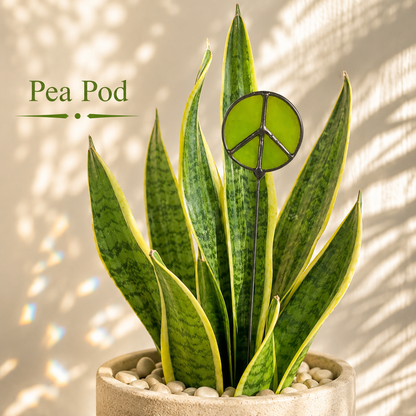 Glass Peace Sign Plant Stakes – Handmade Stained Glass Garden Decor - Samara Designs Studio