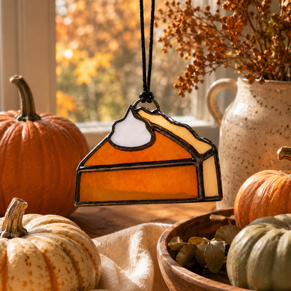 Stained Glass Pumpkin Pie Suncatcher| Thanksgiving Decor, Baker Gift & Christmas Ornament