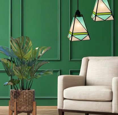 Mid Century Modern Stained Glass Pendant Light - Samara Designs Studio