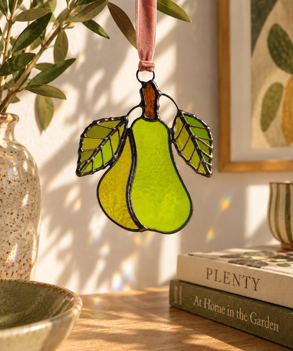 Pear & Fig Stained Glass Ornament Gift Set