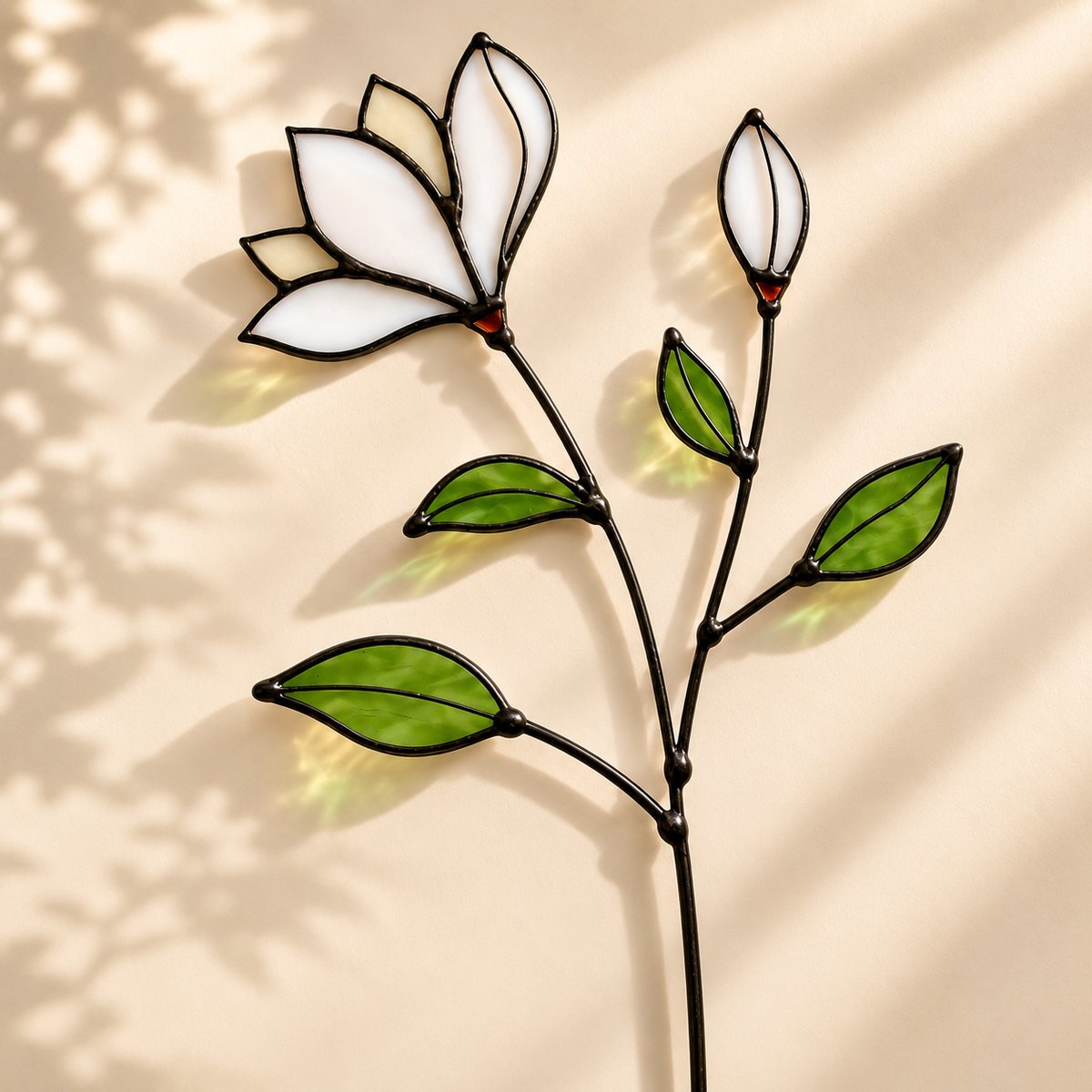 Handmade Stained Glass Magnolia Stem - Samara Designs Studio
