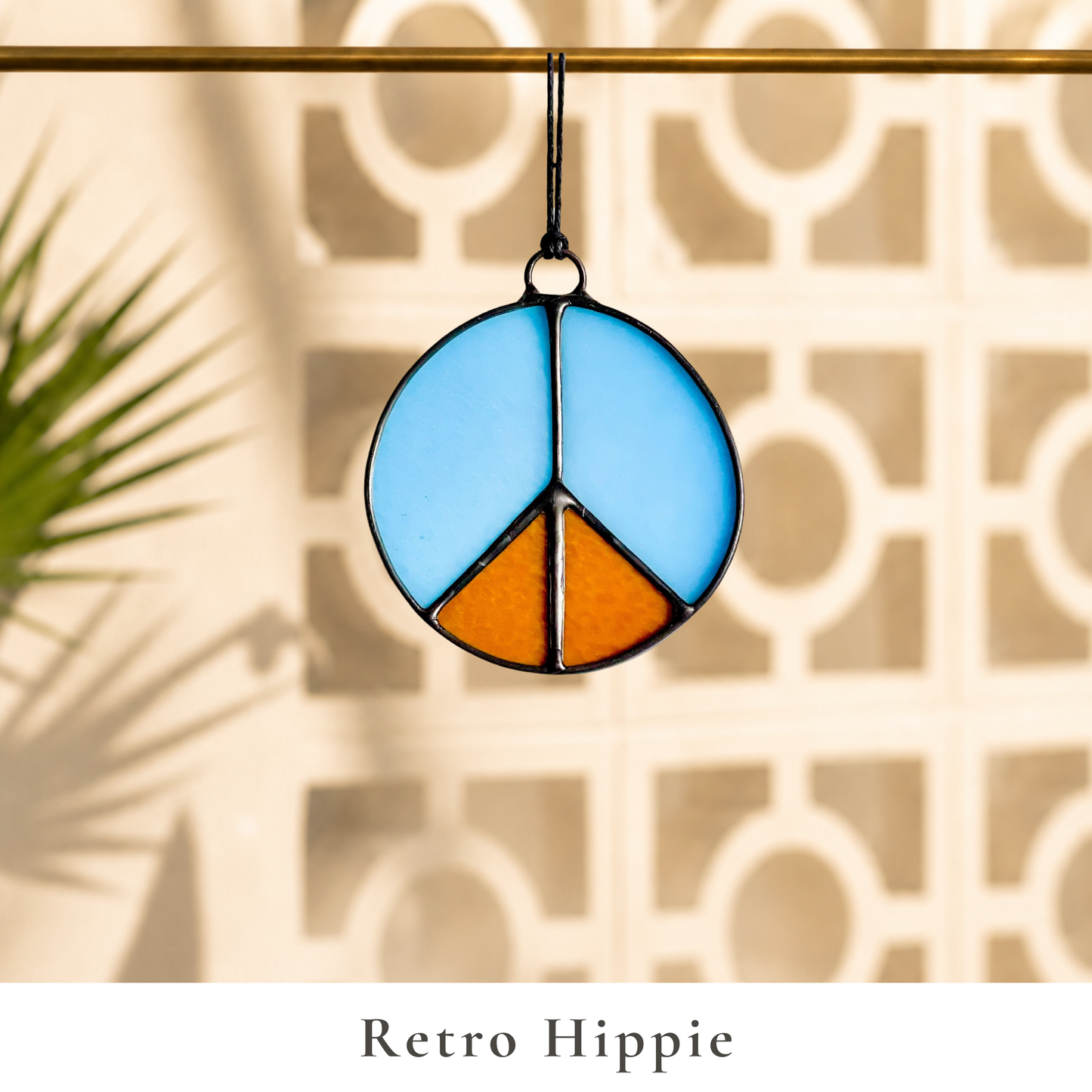 Retro Peace Sign Stained Glass Window Hanging - Samara Designs Studio
