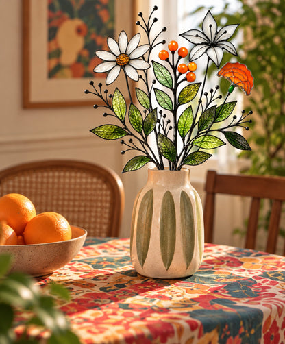 Orange Meadow | Stained Glass Botanical Bouquet - Samara Designs Studio