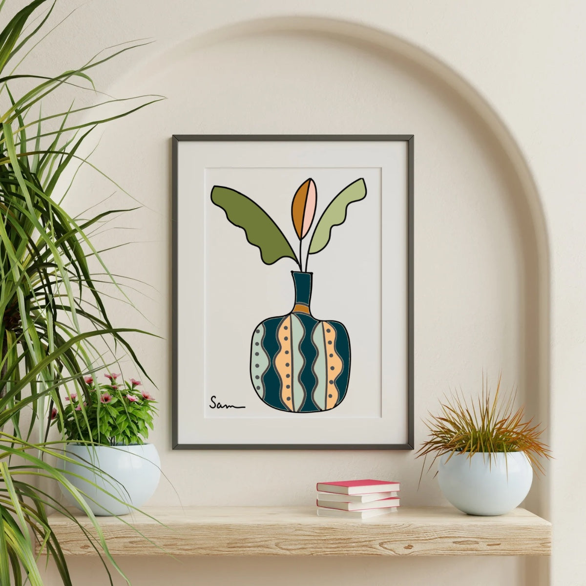 Modern Vase Art Print | Botanical Wall Art - Samara Designs Studio