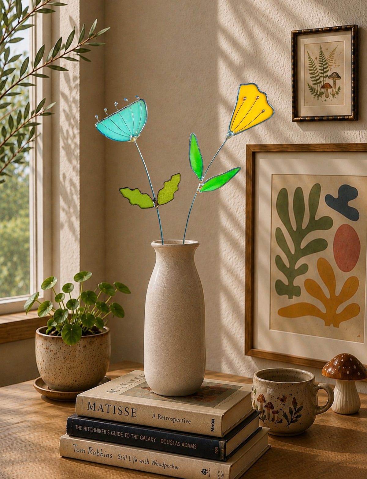 Handmade Stained Glass Floral Décor