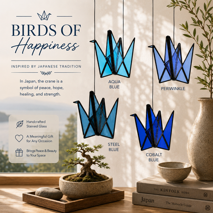 Stained Glass Origami Crane Suncatchers- Bird of Happiness - Samara Designs Studio