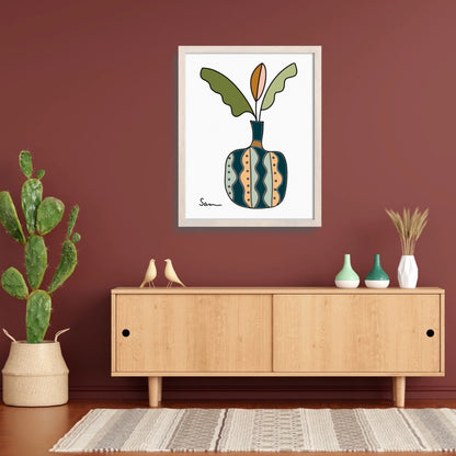 Modern Vase Art Print | Botanical Wall Art - Samara Designs Studio