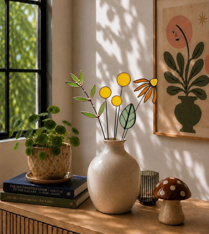 Stained Glass Wildflower Arrangement | Handmade Botanical Glass Bouquet