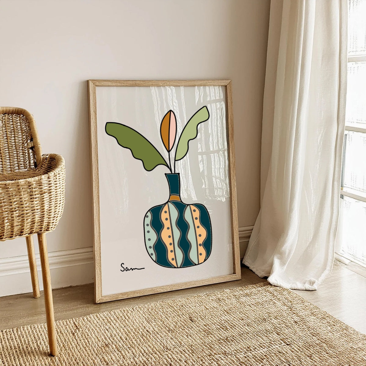 Modern Vase Art Print | Botanical Wall Art - Samara Designs Studio