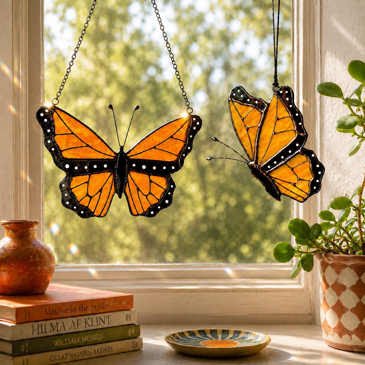 Stained Glass Monarch Butterfly Suncatcher - Samara Designs Studio