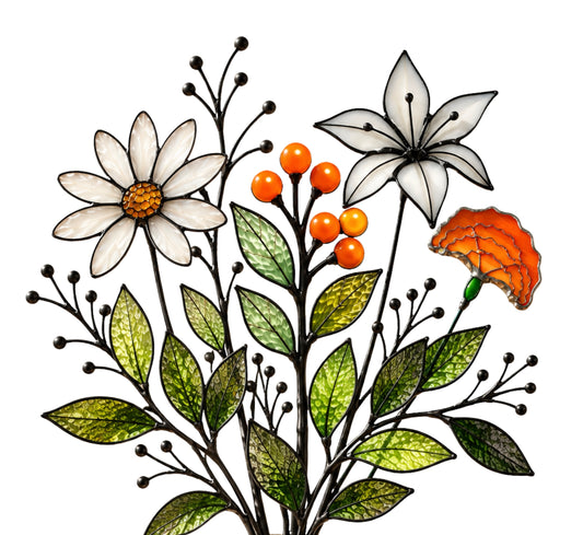 Orange Meadow | Stained Glass Botanical Bouquet - Samara Designs Studio