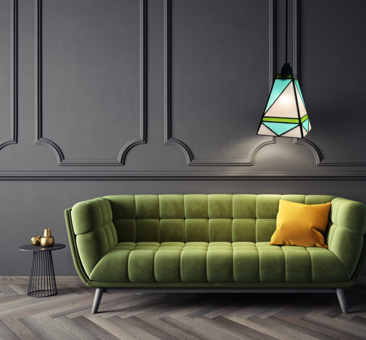 Mid Century Modern Stained Glass Pendant Light - Samara Designs Studio