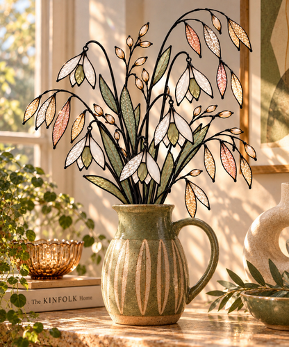 Sage & Champagne Meadow | Stained Glass Wildflower Arrangement - Samara Designs Studio