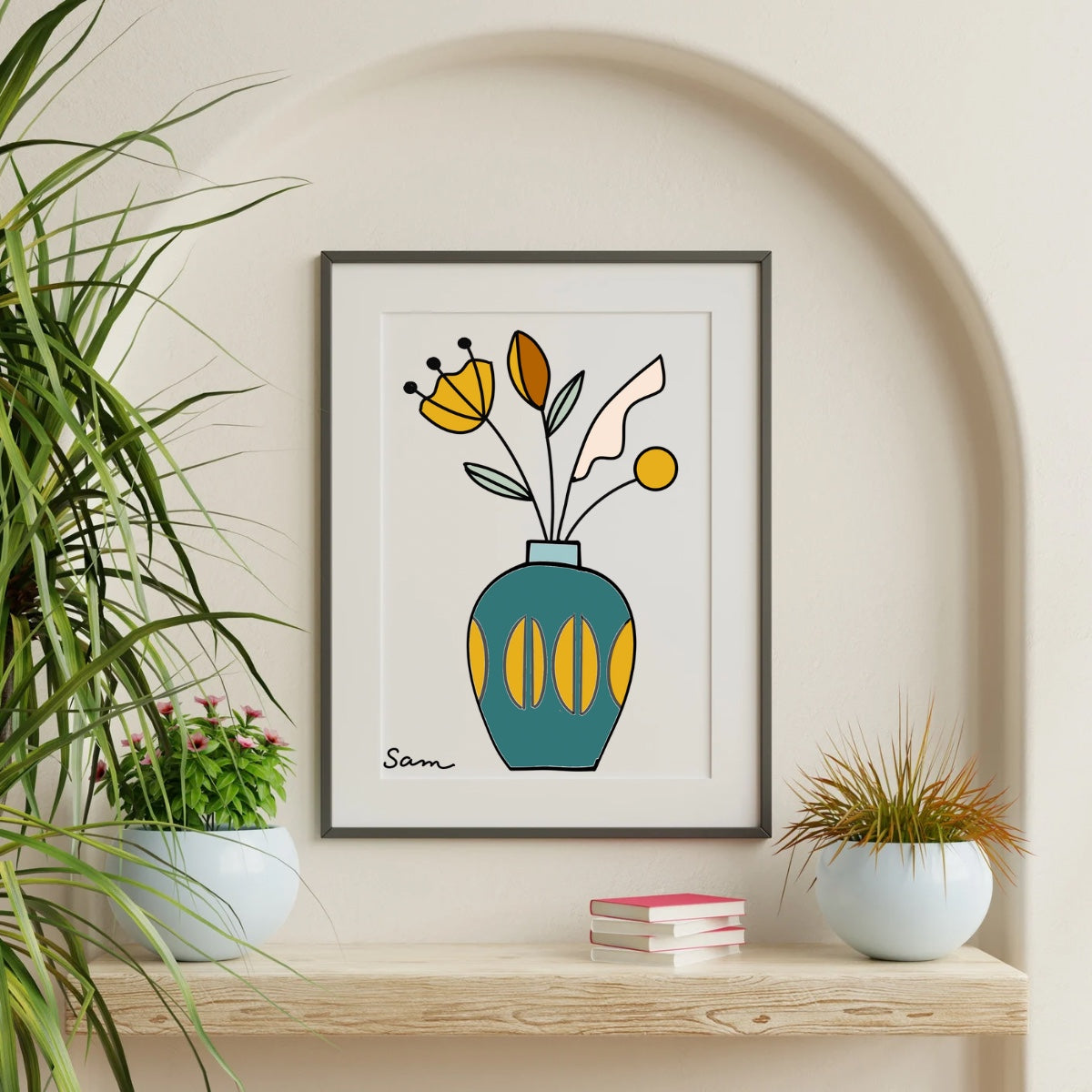 Floral Vase Art Print | Modern Botanical Wall Art | Unique Gift for Art Lovers & Home Decor - Samara Designs Studio