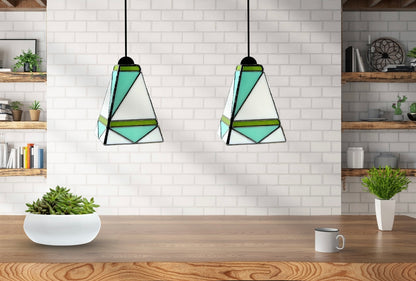 Mid Century Modern Stained Glass Pendant Light - Samara Designs Studio