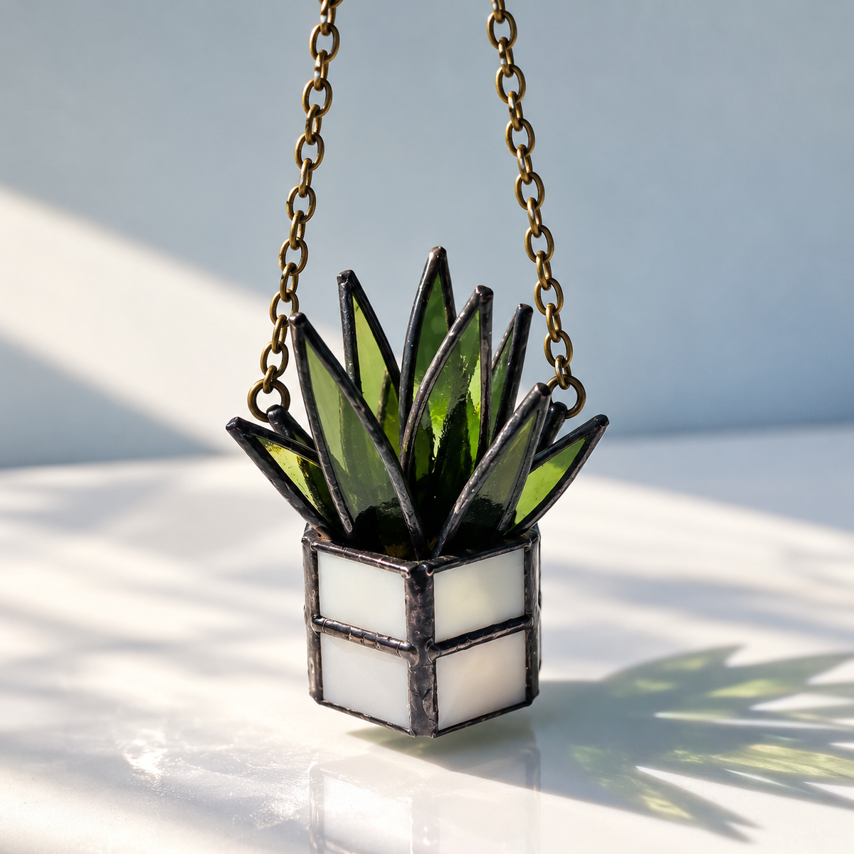 Mini Stained Glass Plant Ornaments