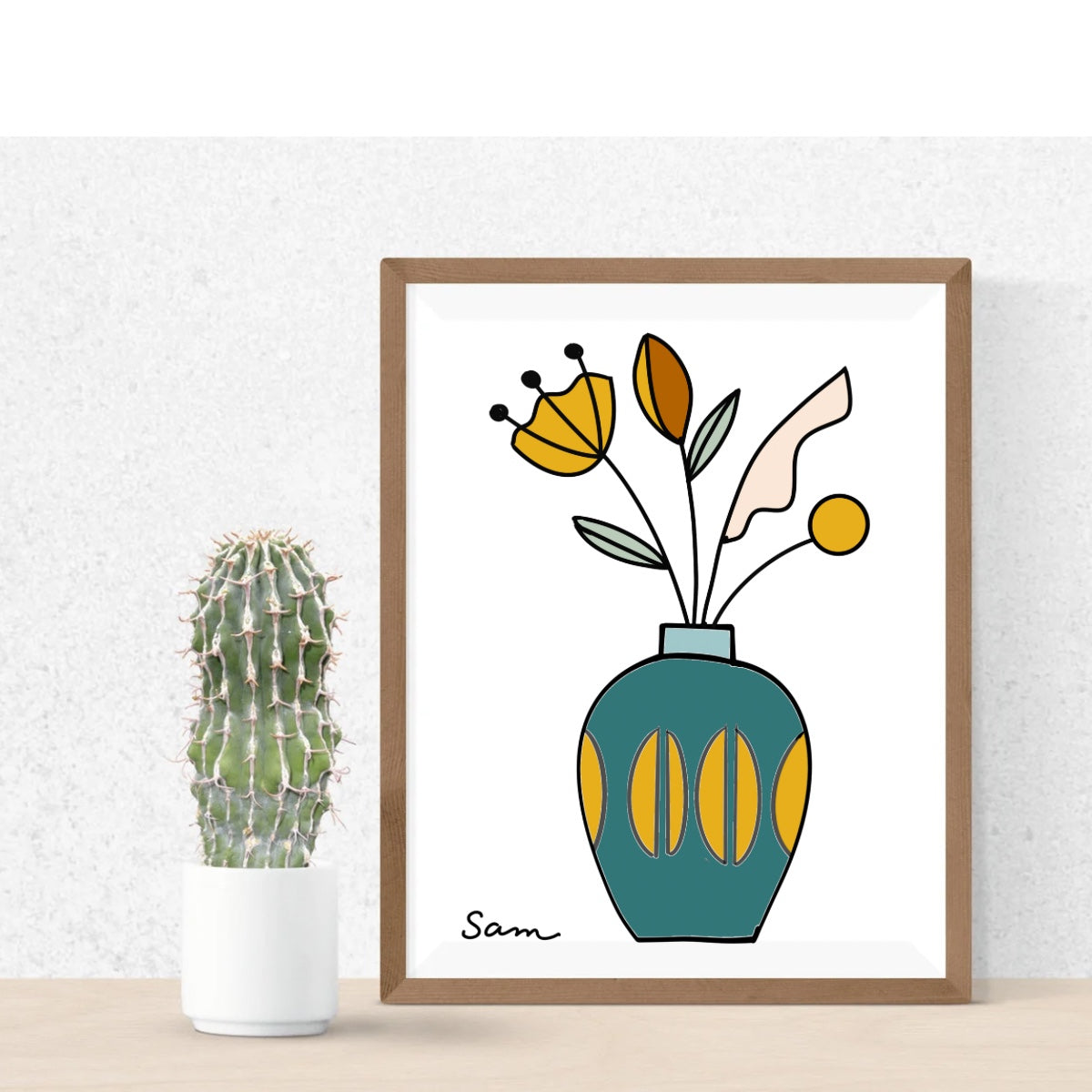 Floral Vase Art Print | Modern Botanical Wall Art | Unique Gift for Art Lovers & Home Decor - Samara Designs Studio