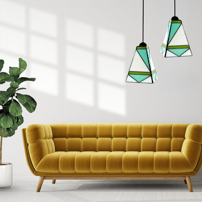Mid Century Modern Stained Glass Pendant Light - Samara Designs Studio