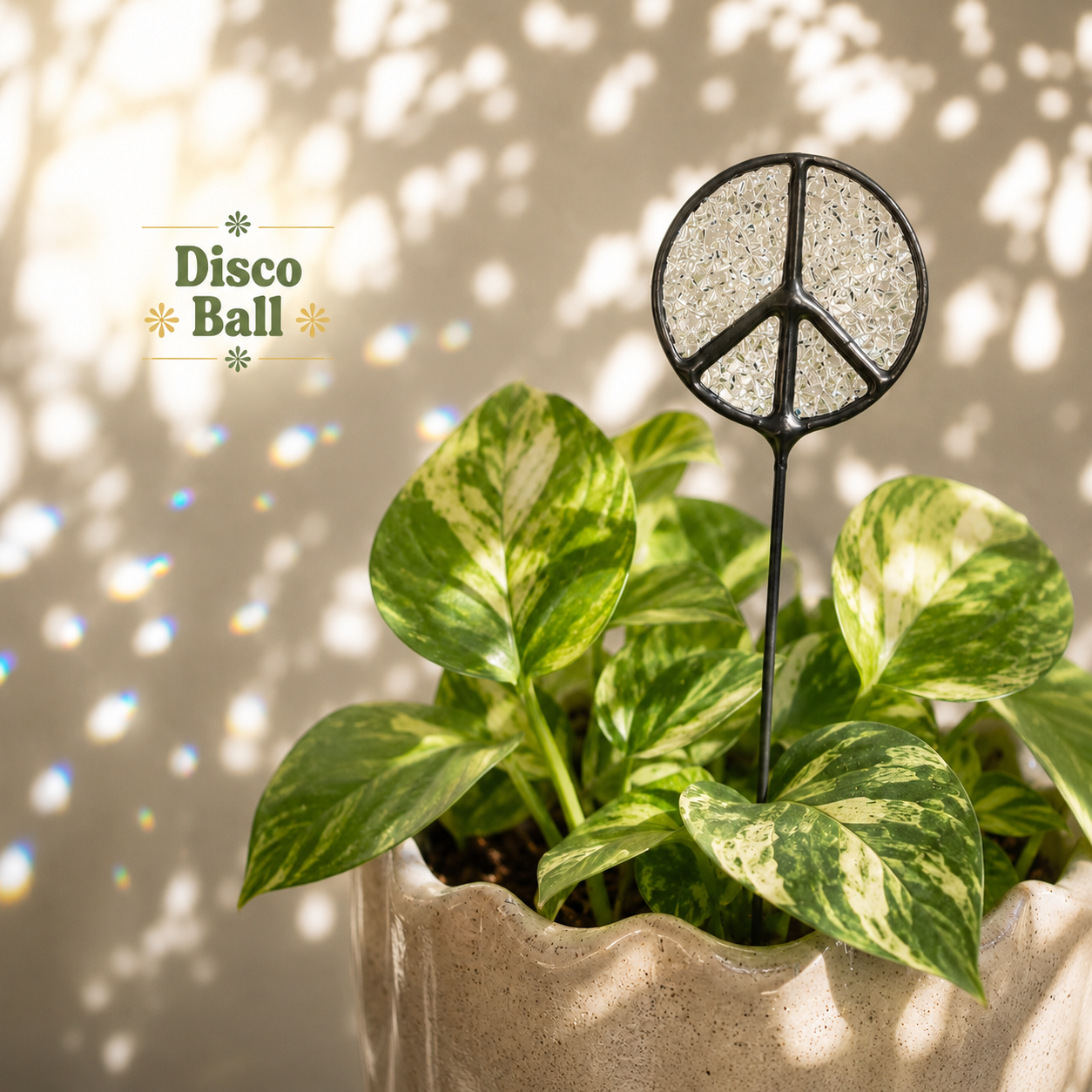 Glass Peace Sign Plant Stakes – Handmade Stained Glass Garden Decor - Samara Designs Studio