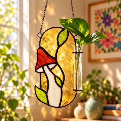 Stained Glass Plant Propagation Station | Mushroom or Wildflower - Samara Designs Studio