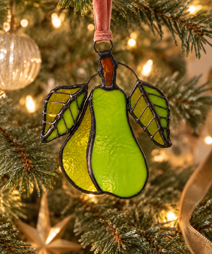 Pear & Fig Stained Glass Ornament Gift Set