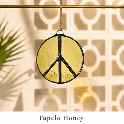 Peace Sign Stained Glass Suncatcher for Campers & Cozy Spaces - Samara Designs Studio