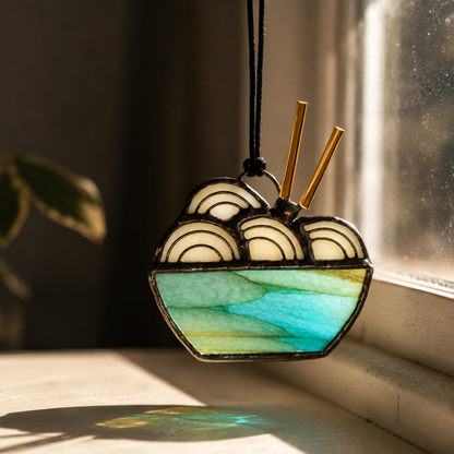 Stained Glass Ramen Noodle Ornament & Suncatcher | Foodie Gift