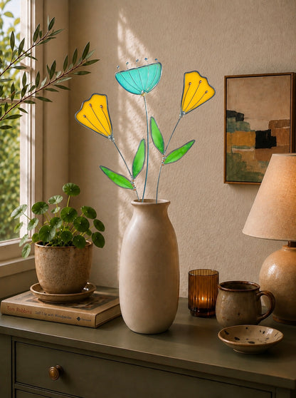 Handmade Stained Glass Floral Décor