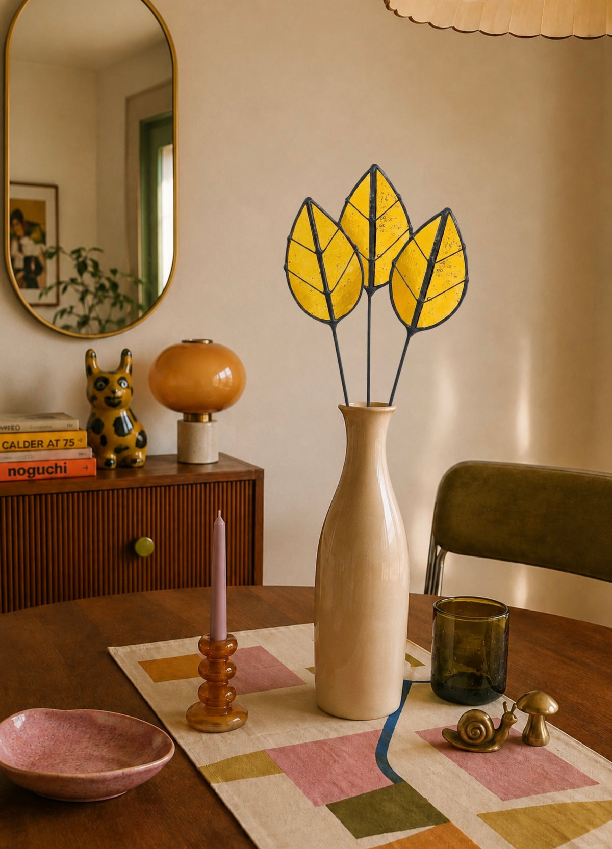 Handmade Stained Glass Leaf Stems & Plant Stakes