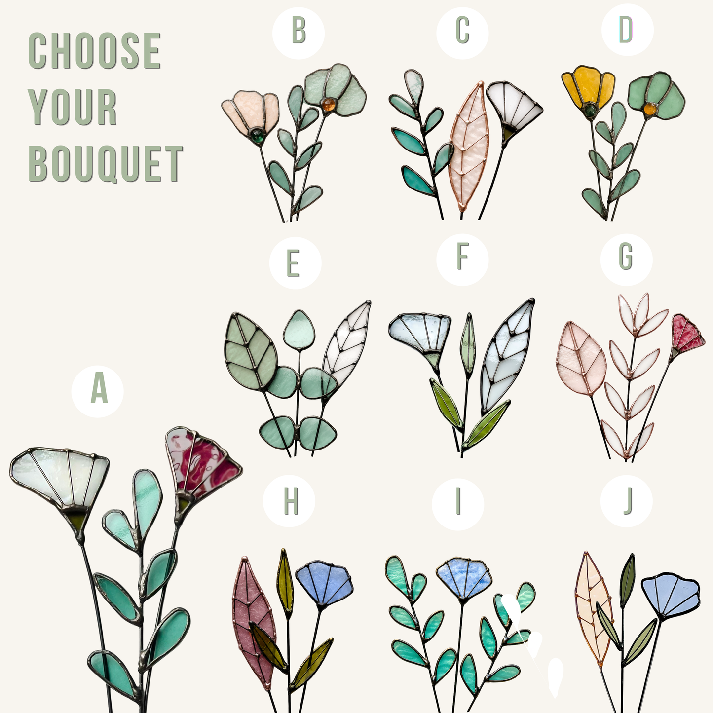 Personalized Stained Glass Keepsake Bouquet - Samara Designs Studio