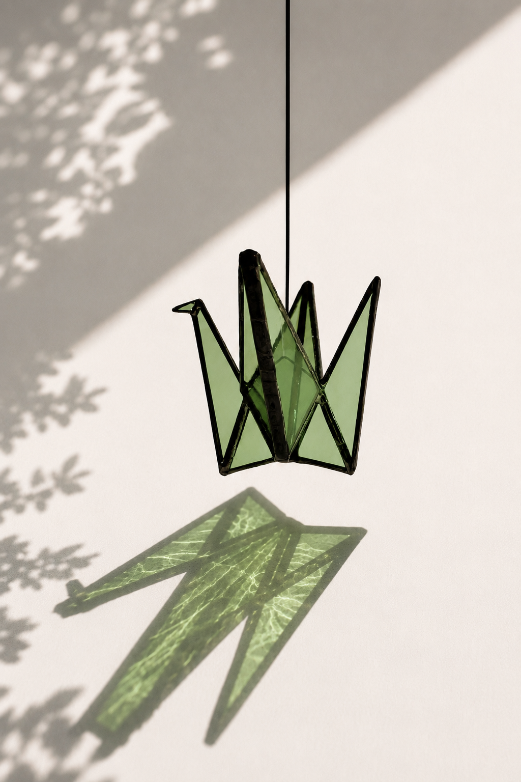 Japandi Stained Glass Origami Crane Suncatcher - Samara Designs Studio