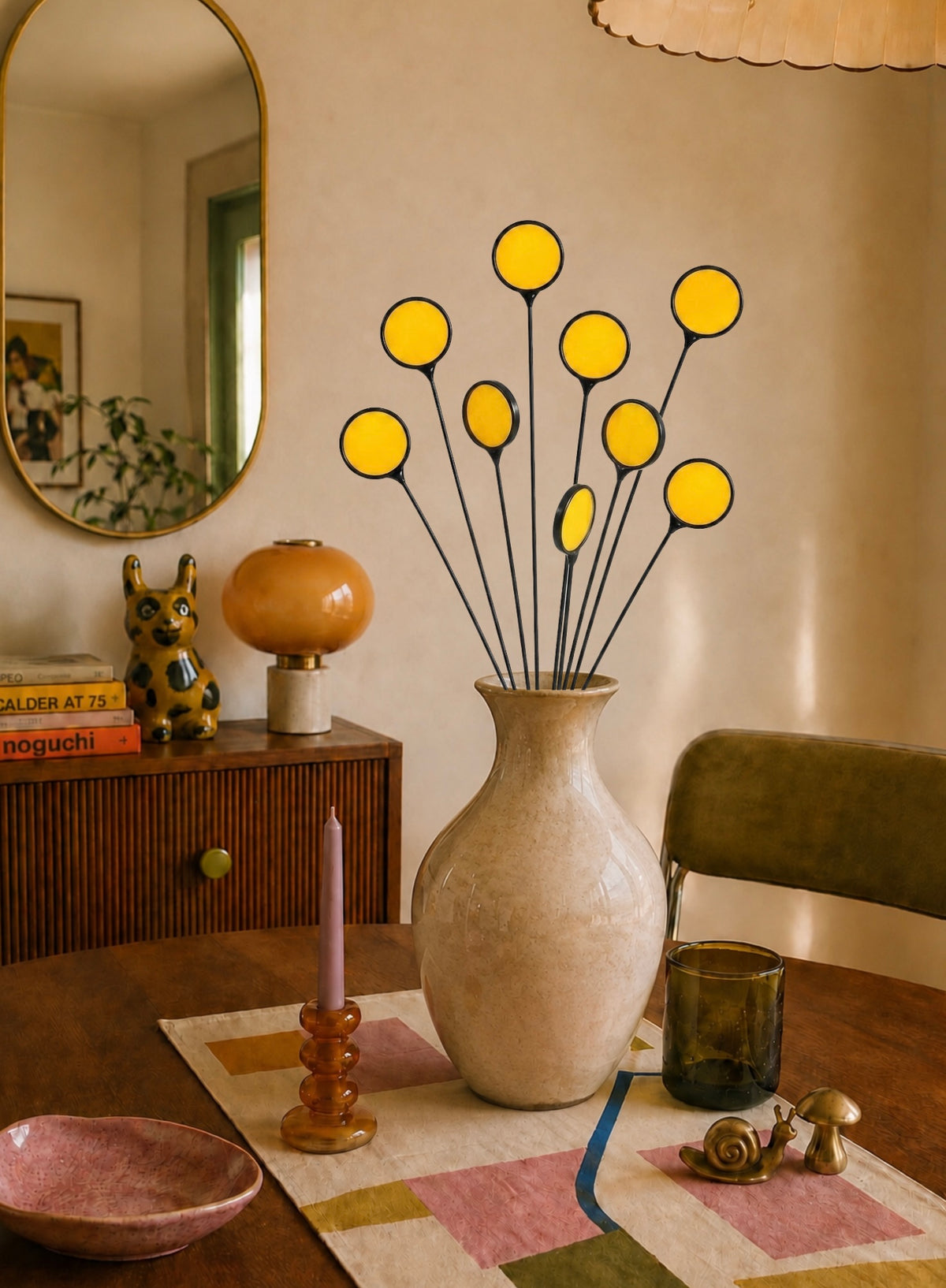 Stained Glass Billy Buttons | Set of 4 Yellow Craspedia Flower Stems