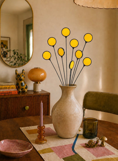 Stained Glass Billy Buttons | Set of 4 Yellow Craspedia Flower Stems