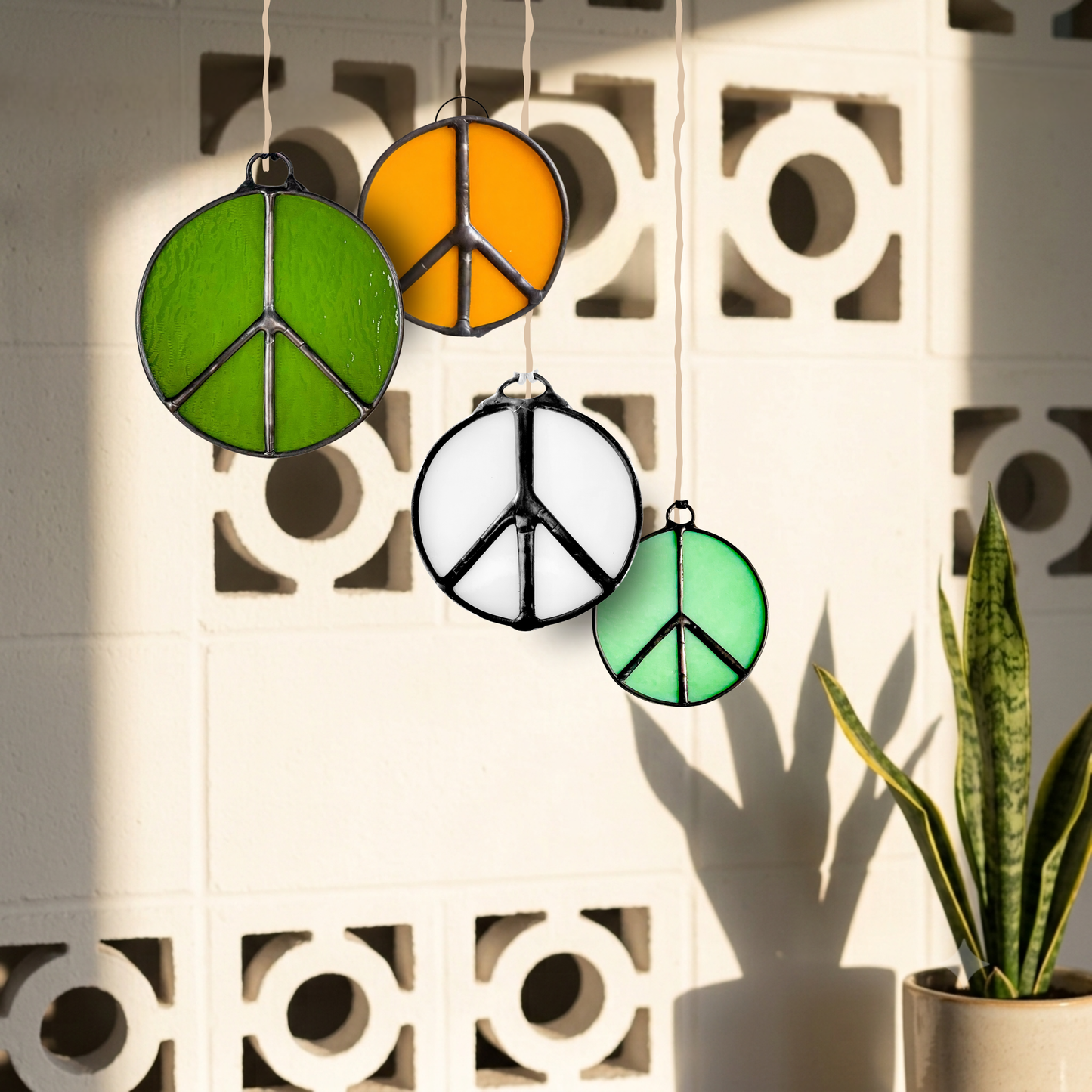 Peace Sign Stained Glass Suncatcher - Samara Designs Studio