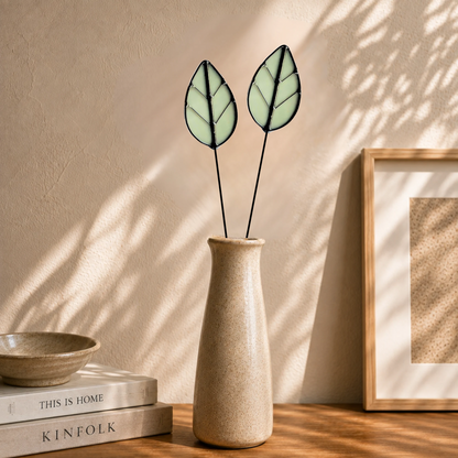 Handmade Stained Glass Leaf Stems & Plant Stakes