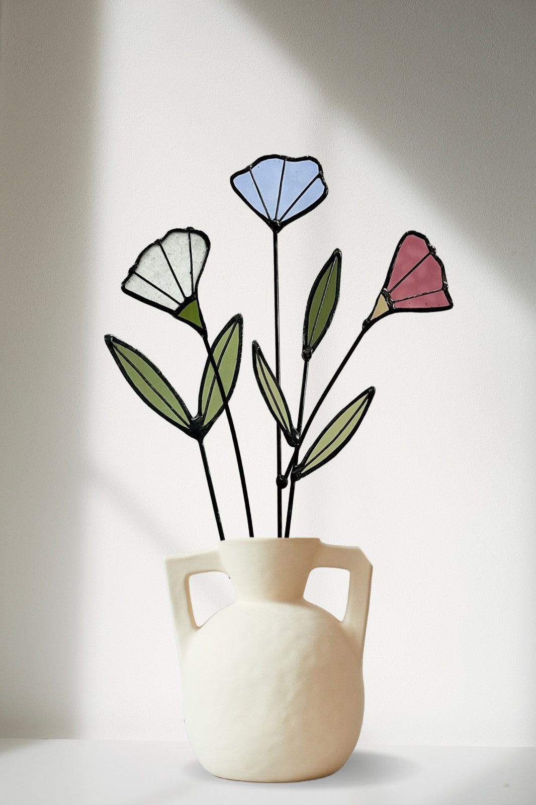 Handmade Stained Glass Wildflower Arrangement – Colorful Mixed Blooms - Samara Designs Studio