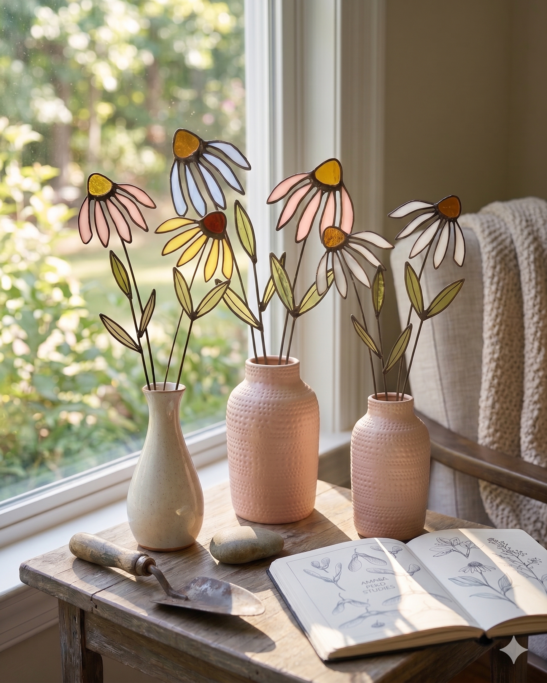 Stained Glass Coneflower Bouquet Set - Samara Designs Studio