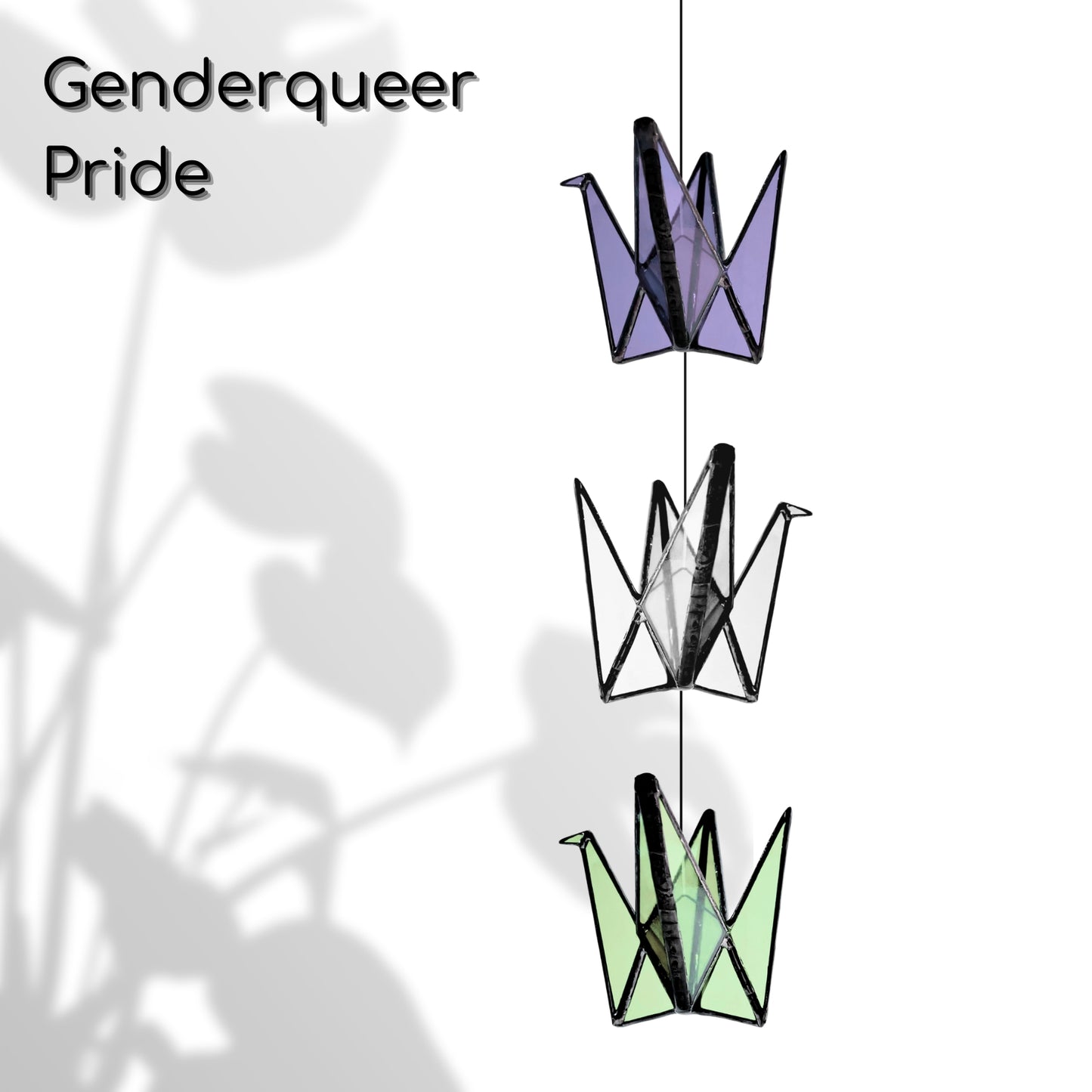 Rainbow Pride Stained Glass Crane Mobile | LGBTQ+, Transgender, Queer, Bisexual Inspired Decor - Samara Designs Studio